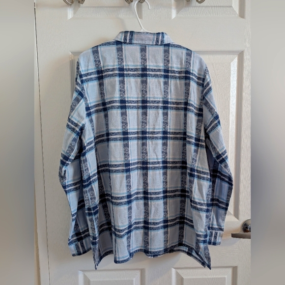 Alfred Dunner Floral Plaid Button Down Shirt Bleu  Boho Retro Size 18 - Picture 3 of 12